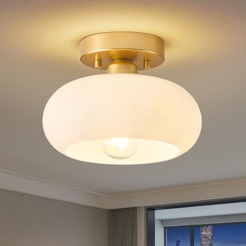 WOKNOS Lustre en Cristal Moderne Doré, E27 Plafonnier Salon, Luminaires Intérieur Ø22CM, pour Couloir, Chambre, Salle à Manger, Cuisine