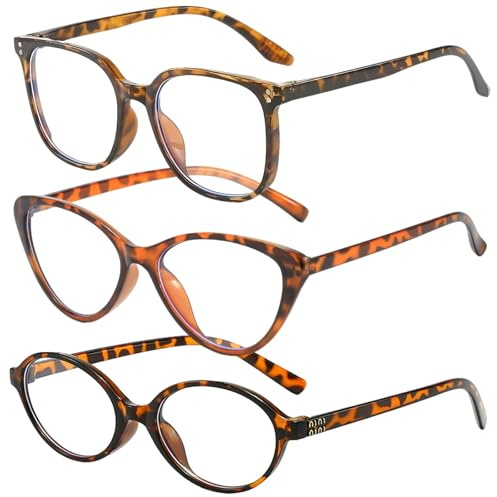 3 Pieces Blue Light Blocking Glasses - Clear Fashion Cat Eye Screen Glasses for Computer, Reading, Anti Glare, Migraine Relief - Blue Light Filter for Women Men (Style B)