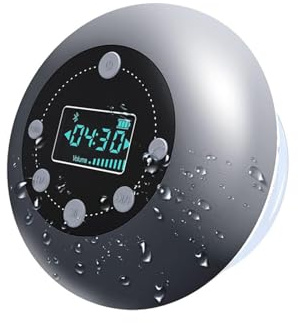 IPX4 Imperméable Salle De Bain FM Conférencier Radio Ventouse Sans Fil Lecteur De Musique En Plein Air Appel Mains Libres Radio FM Écran LCD Alto Falante Artefact Audio De Salle De Bain Mini Subwoofer