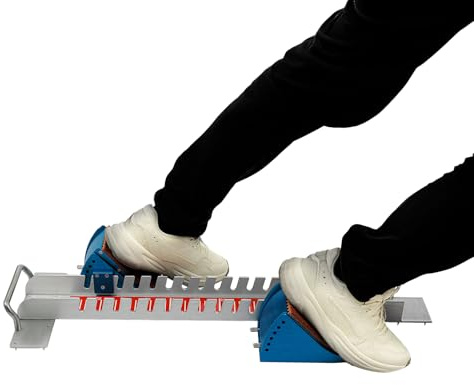 MIUKYUI Bloque de arranque profesional con marco de aluminio y pedales de goma, distancia ajustable de 0 a 60 cm, ideal para entrenamiento de carreras y entrenamiento de aceleración y atletismo