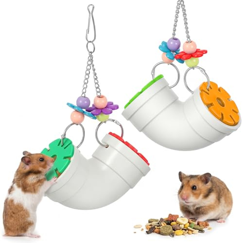 Shappy 2 Pack Rat Enrichment Toys Hanging Foraging Feeder, Easy-Clean Interactive Treat Puzzle, Slow Feeding Cage Accessory for Rats, Mice, Parakeets, Parrot Bird Toy