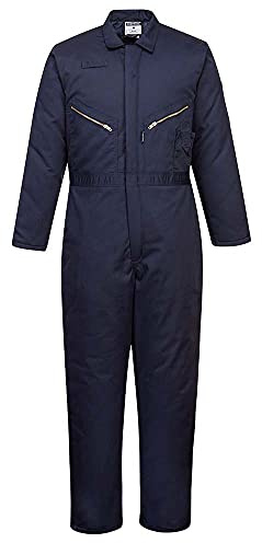 Portwest S816 Orkney Overall Med Dragkedja 8 Fickor Elastisk Midja Isolerad | Marinblå, XL, EN 342, UPF 40+, Generös Passform, Unisex, Polybomull, Fällbar Regelficka, Lappad Bakficka, Ärmficka, Polyester