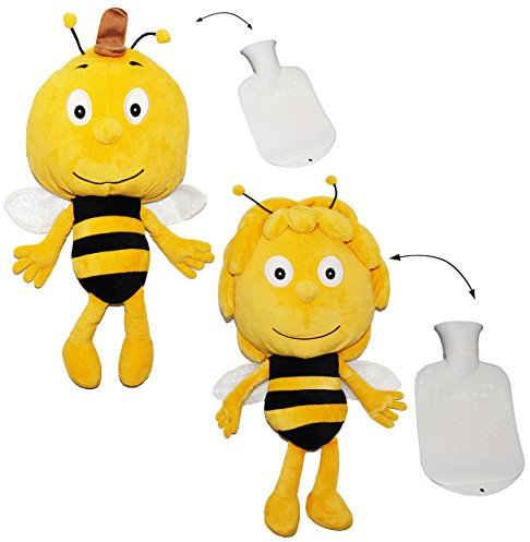 alles-meine.de GmbH XL Set 2 Stück Kuscheltiere incl. Wärmeflasche - die Biene Maja & Willi - mit Plüsch Bezug - Wärmflasche - wärmen + kühlen - Kinderwärmflasche - Wärmeki..