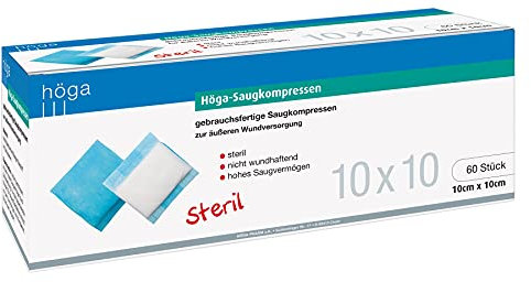 Höga-Saugkompressen steril gebrauchsfertige Saugkompressen, 60 Stück, 10x10 cm