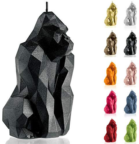 Candellana Handmade Gorilla Low-Poly Kerze Geschenk- Lustig - Dekorative Kerze - Home Décor - Geschenke für Freunde - Baumwolle Docht - Brenndauer 79h - Black Metallic Kerze