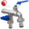SHYNE Premium 1/2 Zoll Doppel-Wasserhahn aus Messing rost-, und frostsicher + 2X Gratis Schlauchanschlüsse + PTFE Band + Ebook | für Garten, Waschmaschine, Regentonne