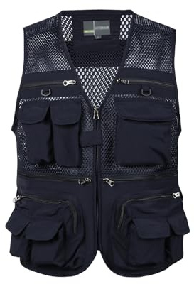 Spanye Veste de pêche pour homme multi poches pour extérieur, chasse, voyage, utilitaire, veste de travail tactique, Medium