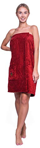 Ger3as Sauna Kilt pour Femme, Drap de Bain, Serviette Sauna avec Bande élastique et Attaches Auto-agrippantes, Serviette éponge 100% Coton, Serviette Bien-être Séchage Rapide