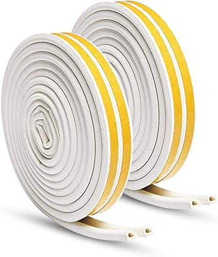 Tuokay, 30 Meter Dichtungsband, 9mm (Breite) x 6mm (Höhe) Türdichtung Selbstklebend Tür Dichtung D-Profil/B-Profil Gummidichtung für Türen, Fensterdichtung Windschutz, Lärm (Weiß)