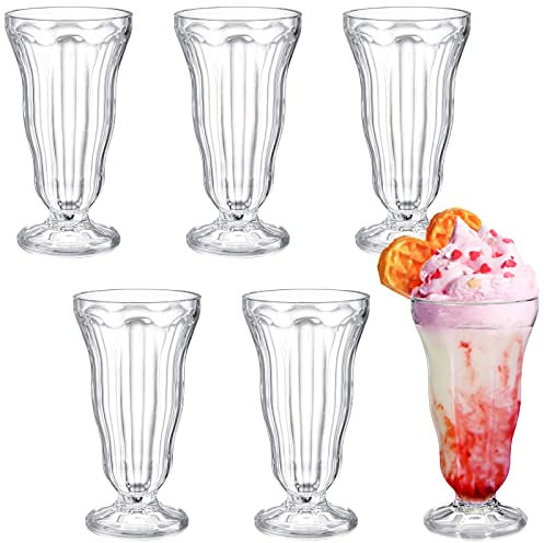 Mezchi Confezione da 6 bicchieri in acrilico per frappè, 425,2 g, trasparente, vecchio stile, bicchieri per gelato, bicchieri in plastica per fontana Pina Colada, ideali per succhi, bevande tropicali,