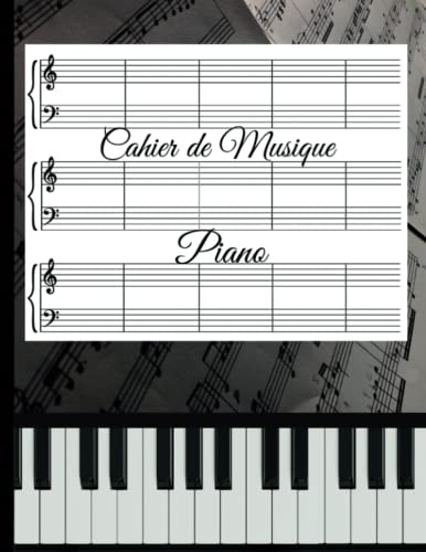 Cahier de Musique Piano Double Portée en Clef de Sol et Fa: Carnet de Partitions Vierges Pour Piano A Remplir | Grand Format-120 Pages