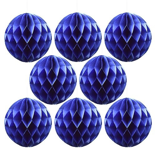 Ruidee 8 bolas de papel de panal de abeja, bolas de papel de seda, decoración de fondo para bodas, fiestas de cumpleaños, baby showers (8 pulgadas/azul zafiro)