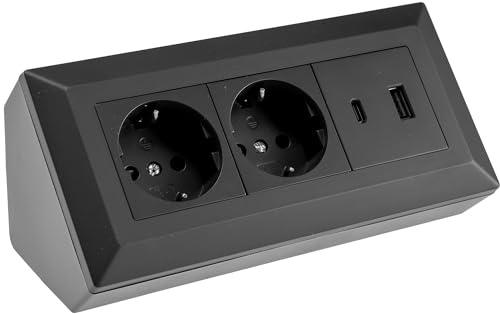 ChiliTec Prise d'angle double prise USB-A USB-C PD Noir
