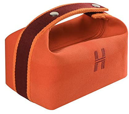 Waterproof Soft Canvas Large Capacity Portable Makeup Bag with Handle for Outdoor Travel (Orange)