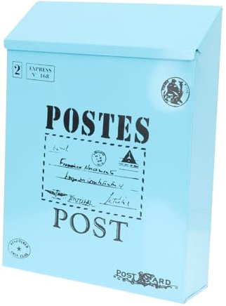 BESTonZON Pastoral Style Mailbox Wall Mount Lock Iron Letter Box for Garden Vintage Mailbox Lockable Box Lid