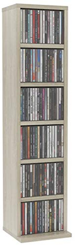 Gecheer CD-skåp CD-torn, DVD-förvaringsskåp med 6 fack, CD- och DVD-hylla för vardagsrum, sovrum, kontor, 21 x 20 x 88 cm