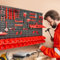 VEVOR Stapelboxen, 30-Behälter-Teileregal-Organizer für Garage, Kunststoff-Ladenwerkzeug mit Wandpaneelen/Werkzeughaltern/Haken, für Muttern, Bolzen, Schrauben, Nägel, Perlen, Knöpfe, Schwarz/Rot