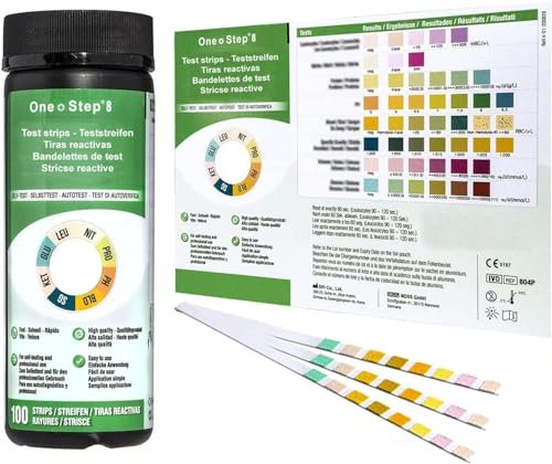 100 x Test de Bandelettes de santé - 8 paramètre - avec une carte de référence