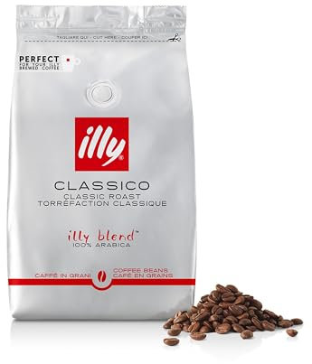 illy, Café en Grains à Moudre CLASSICO, 100% Arabica avec des Notes de Fleur d'Oranger et de Jasmin, un Goût Doux et un Arrière-goût Sucré, 1 Boîte de 500g