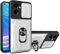 ILING Billetera Funda para OPPO Find X5 Lite 5G, Ultradelgado Mate Dura PC Carcasa Antigolpes Silicona Cubierta con Tarjetero, Anillo Soporte, Tapa Cámara Deslizante (Blanco)