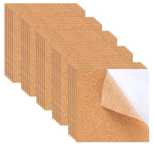 25 Pièces Liège Autocollant, 1mm D'épaisseur, Carré de Plaque Murale, Décoration de Table et Mur, DIY (10 x 10cm)