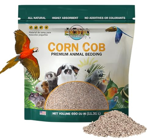 Exotic Animal Supply Natural Corn Cob Bedding, Corn Cob Litter, Dust-Free, Birds and Small Animals, ~10 lbs (690 CU in)