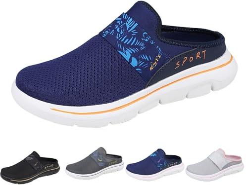 Ortopediska Tofflor Kvinnor Sommar Ortopediska Skor Kvinnor med Luftkudde Mjuk Och Bekväm Halkfria Mesh Tofflor Andningsaktiva Stängda Tå Promenadskor Lätta Hem Casual, S3 Orange, 45 EU