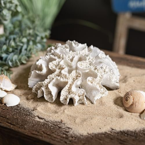 künstliche Koralle rund 20 x 9cm weiß Meeresdeko Mediterran Tisch-Deko Maritim Coral