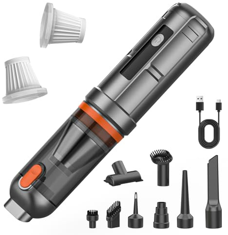 Handstaubsauger Akku, 16000PA Auto Staubsauger, Upgrade-Schnellladung, 4-In-1 Autostaubsauge 3-Gang Akku Staubsauger mit Bürstenlosem Motor für Auto, Büro, Haus, Camping, Tierhaare, Sofa, Tastaturen