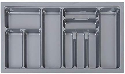 Ldafava Bandejas de cubiertas Insertar cuchillos de plástico duraderos y organizador de cajones de almacenamiento de horquillas para cajón de 900 mm de ancho de 900 mm ABS gris 83x48x5.5cm