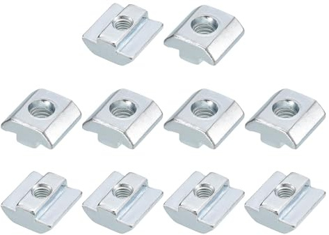 TOP-VIGOR M6 Sliding T Slot Nuts 30Pcs, Nickel Plated Carbon Steel Hammer Head Roll-in T-Nuts for 4040 Aluminium Extrusion Profile, T-Slot Fasteners for CNC and 3D Printer Assembly