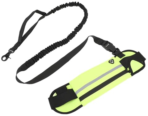Riuulity Elastic Nylon Dog Running Leash Belt Bag with Reflective Design, Ideal for Walking, Running, and Jogging, Suitable for Pets (Green)