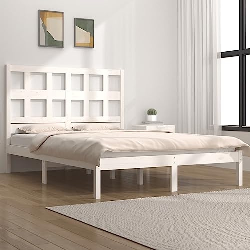 Frdhee Lit en palettes pour adolescent, en bois massif, sans matelas, blanc, 140 x 190 cm, lit de jour, pour chambre à coucher, chambre d'amis