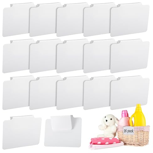 16Pcs White Clip-On Basket Labels, 3.5x2.5 Inch Removable PVC Labels with Holders for Storage Bins, Pantry & Closet Organization, Removable Label Holders