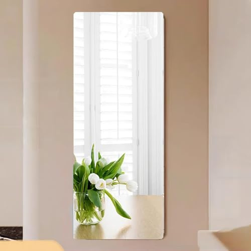 GLFLOW Espejos de Cuerpo Entero, Pegatina de Pared de Espejo PET DIY 40Cm X 122Cm Autoadhesiva Resistente a Roturas Lámina Flexible Para Sala de Estar Baño Dormitorio Decoración del Hogar