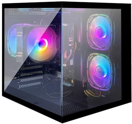 suevery Gaming PC R5 5600GT (6 Kerne 12 Threads, bis 4.6GHz) Desktop Computer Tower 16GB RAM | 512GB NVMe SSD | WLAN | Prebuilt Gamer PC (schwarz)
