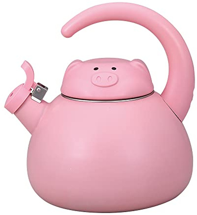 Supreme Housewares 71521 Flötenkessel, Dicker Edelstahl mit Emaille-Finish, Rosa, Schwein