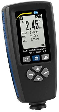 PCE Instruments Medidor de espesor PCE-CT 5000H - Rango Typ F: 0 ... 5000 µm, Rango Typ N: 0 ... 3000 µm, Superficie mínima de medición: diámetro de 20 mm, Memoria de datos: máx.. 2000 valores
