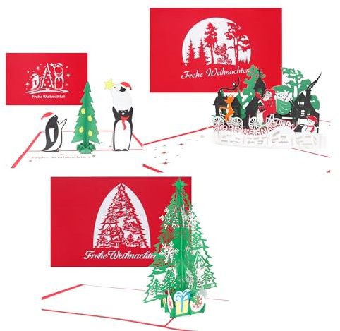 3-pack julkort | 3 st. pop-up-kort av hög kvalitet till jul från Köln Cards – 3D-fällkort som julkort och presentkort