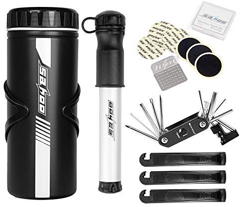 14 en 1 Kit d'outils de réparation de vélo avec mini pompe bouteille pour outils de vélo 750 ml Set de vélo Mend Multi Fonction