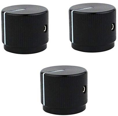 Guyker 3Pcs Guitar Aluminum Flat Top Control Knobs Dia. 6mm(0.24) Shaft Pots - Dome Tuning Potentiometer Knob Replacement Part for Electric Guitar or Precision Bass, black