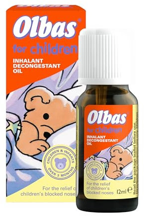 Olbas Oil For Children 12ml - Inhalant Decongestant Oil - Relief from Catarrh, Colds & Blocked Sinuses - For Children over 3 Months Old, 12 ml (Pack of 1)
