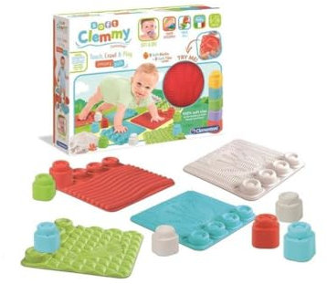 Clementoni- Soft Clemmy Touch, Crawl & Play Sensory Path: Safe & Fun Playmat for Crawling Babies & Toddlers, Develops Tactile Skills & Builds Imagination, 8 Maulticoloured Pieces (6+ Months)