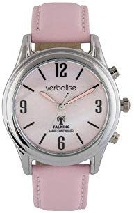 Verbalise Ladies Radio Controlled Talking Watch with Pink Leather Strap