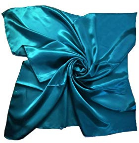 Shoes Lane New Satin Silk Shiny Plain Solid Colours Large Square Plain Head Neck Scarf Wrap 90 X 90 cm (Teal)