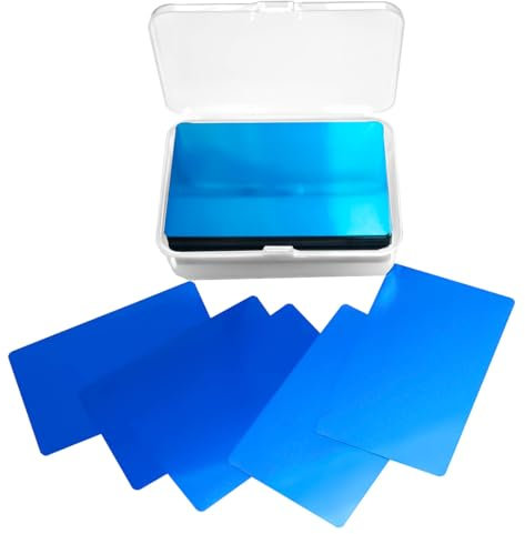 Boaby 50 Stück Metall Visitenkarten, Leere Visitenkarten Aus Aluminiumlegierung Visitenkarte Lasergravurkarte 0,22 mm/8,6 X 5,4 cm, Für Bürokundenkarten DIY Geschenk(Blau)