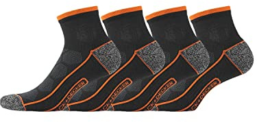 BLACK+DECKER Chaussette de Travail Résistante, Chaussettes Homme, Toutes saisons, Respirante avec Renfort Maléole (Lot de 4), Taille 39/42 - Noir