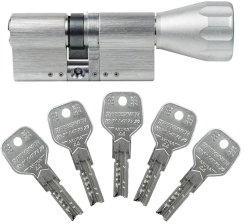 EVVA Akura 44 Knaufzylinder 45/35K inkl. 5 Schlüssel | modularer Türzylinder mit Kopierschutz Bohrschutz Ziehschutz Pickingschutz | Patentschutz bis 2037 | Sicherungskarte (Einzelschließung)