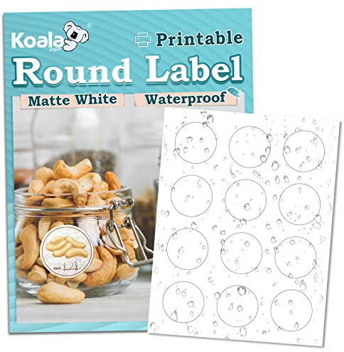Koala Round Labels 2 Inch, Matte Waterproof, 240 Pcs