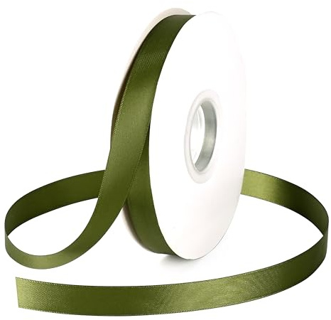 DINDOSAL Moss Green Satin Ribbon 5/8 Inch Olive Green Ribbon for Gift Wrapping Wedding Birdal Shower Hair Bows Crafts Christmas Decoration - 50Yards